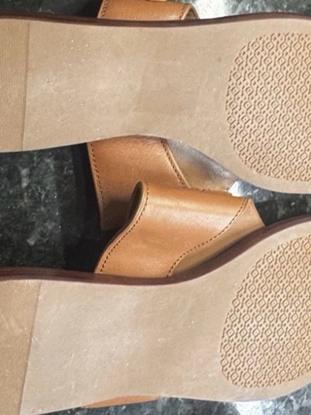 Tory Burch Tan Leather Logo T-Strap Sandals - Picture 2 of 3